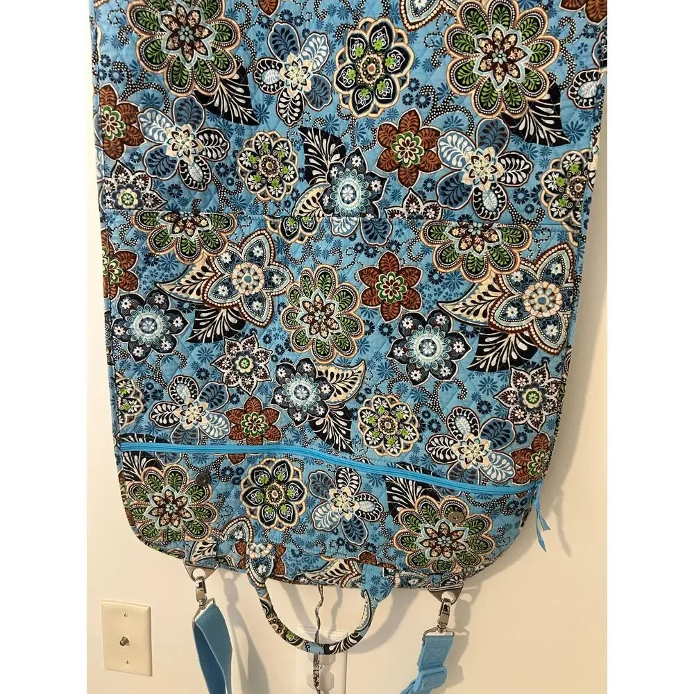 Vera Bradley Retired Bali Blue Brown Paisley Floral Hanging Quilted Garment Bag